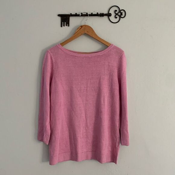 Talbots pink linen lightweight knitted sweater medium pink color size XL - Picture 1 of 9